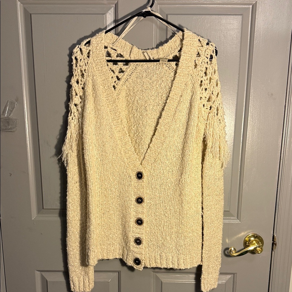 BKE Cream Button-Up Women's Cardigan